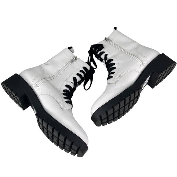Steve Madden Checker Combat Boots White 9 - Picture 8 of 13